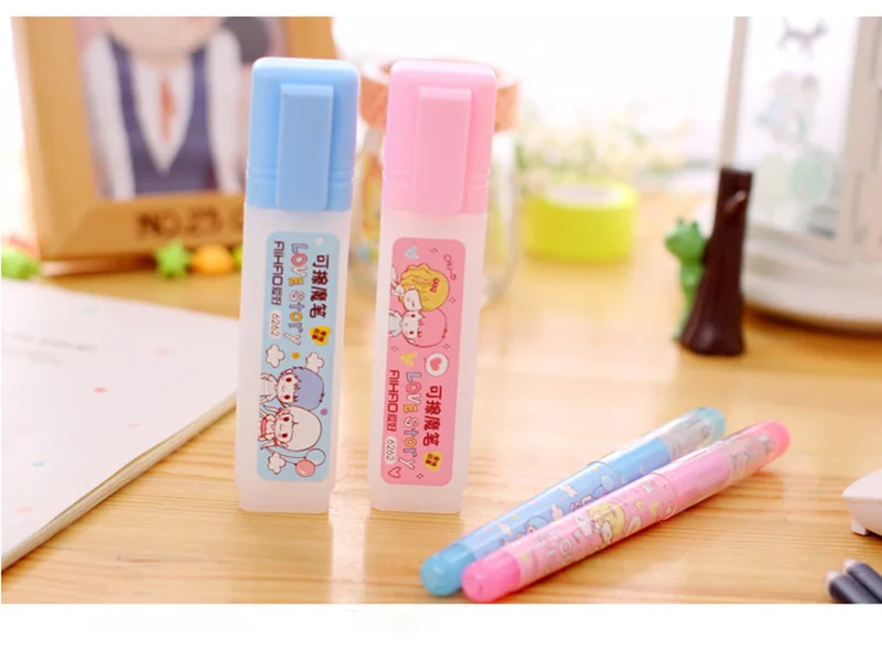 EZONE 1 набор, стираемая перьевая ручка, креативная детская ручка для занятий каллиграфией, Розовая/синяя ручка, удобные канцелярские принадлежности, корейский стиль