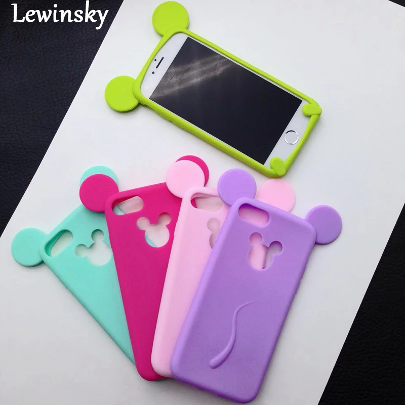 Goede Snoep Kleur Mickey Oor Zachte Siliconen Gevallen voor Apple iPhone 7 Case Luxe Shockproof TPU Cover voor iPhone 7 plus telefoon Case O18