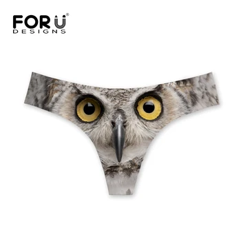 

FORUDESIGNS 2018 Fashion Women Underwear Briefs Sexy Panties Cute 3D Cat Eagle Printed Women G-string Femme