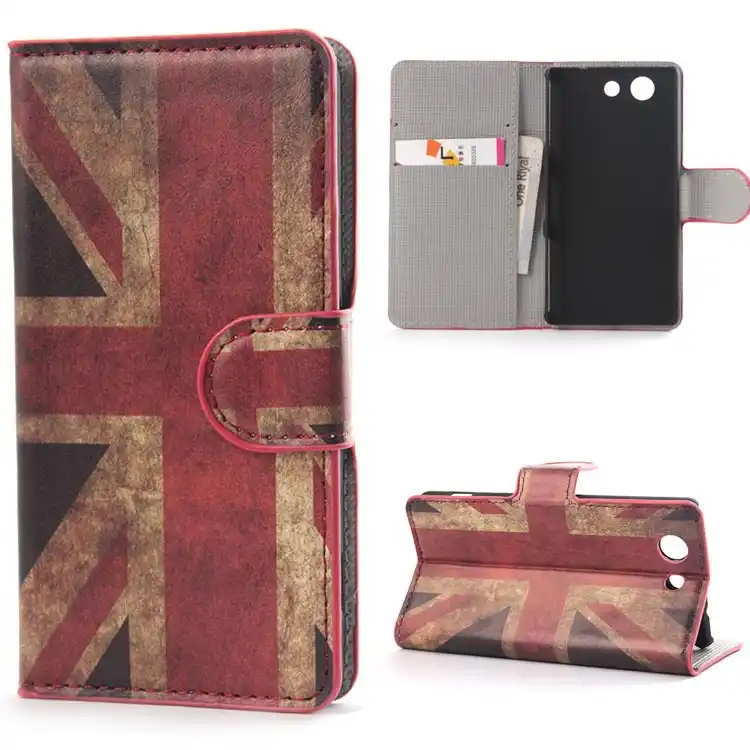 For Sony Xperia Z3 Mini Cases UK PU Flip Wallet Leather Case Cover mini Stand With Card Slots Phone Bags|z3|case excavatorcase perfume |