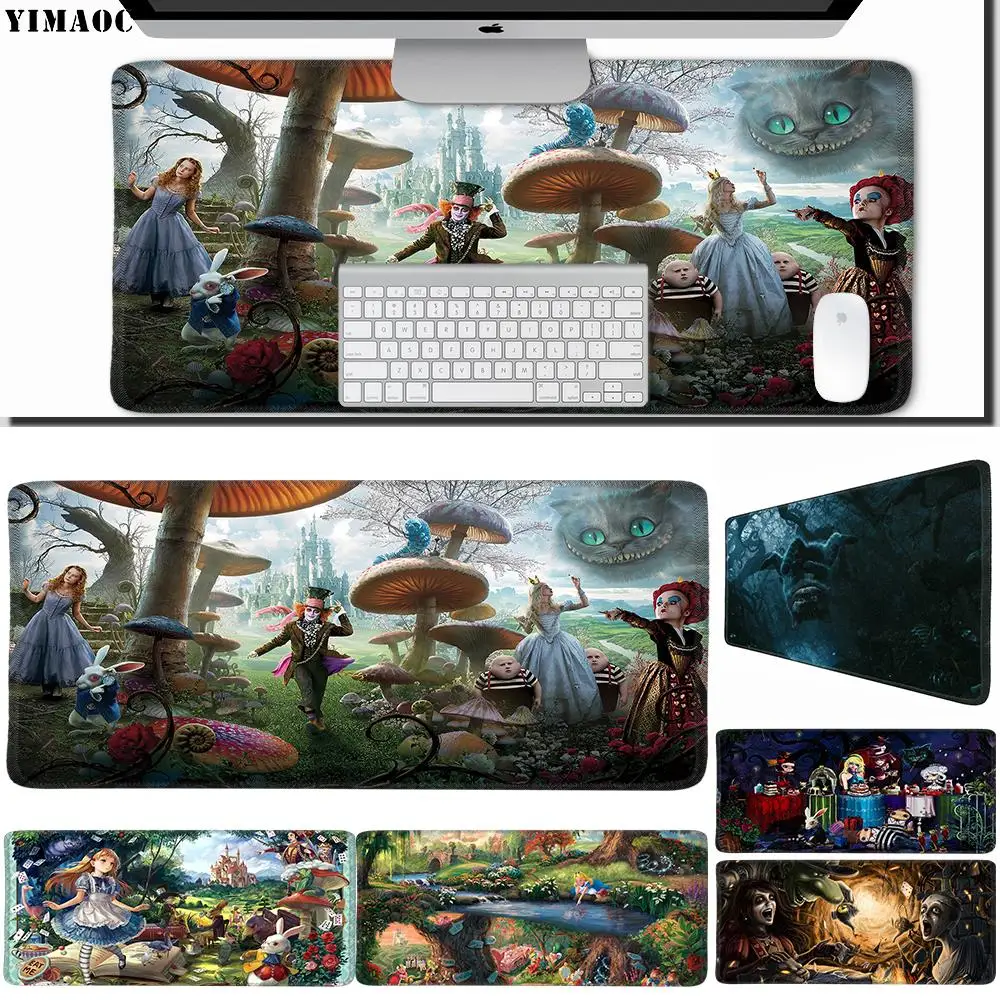 

YIMAOC 30*70 cm Large Mouse Pad Gamer Mousepad Rubber Gaming Desk Mat with Locking Edge Alice in Wonderland Cheshire