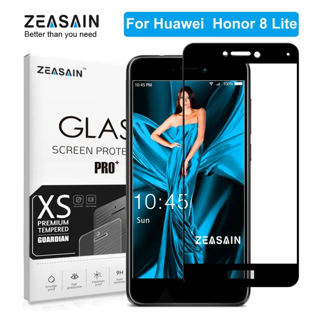 

ZEASAIN Full Cover Tempered Glass for Huawei Honor 8 Lite Honor8 8Lite Screen Protector 5.2" 2.5D Premium Protective Glass Film