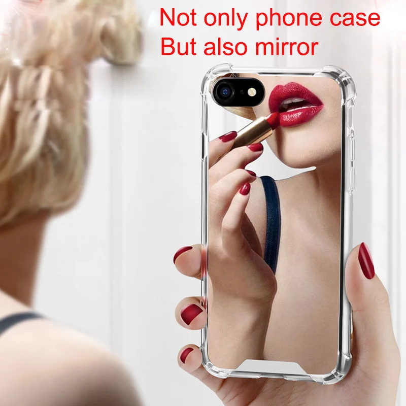 Роскошный зеркальный отражающий чехол для телефона iPhone 7 ТПУ + ПК задняя защитная