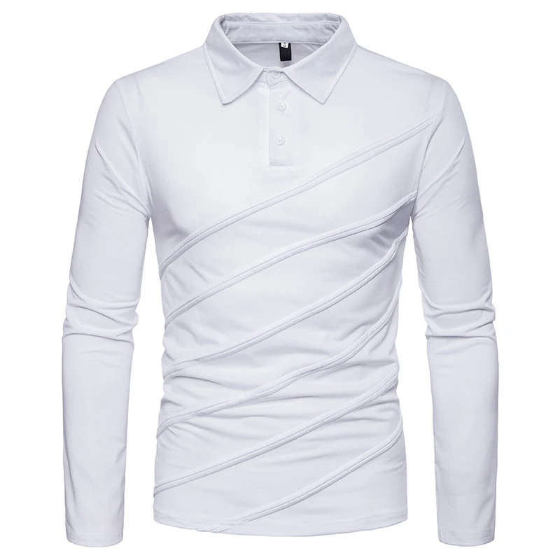 Covrlge, Мужская рубашка поло размера плюс, Осень-зима, брендовая мужская рубашка поло с длинным рукавом, повседневная мужская рубашка, мужские рубашки поло, MTP100