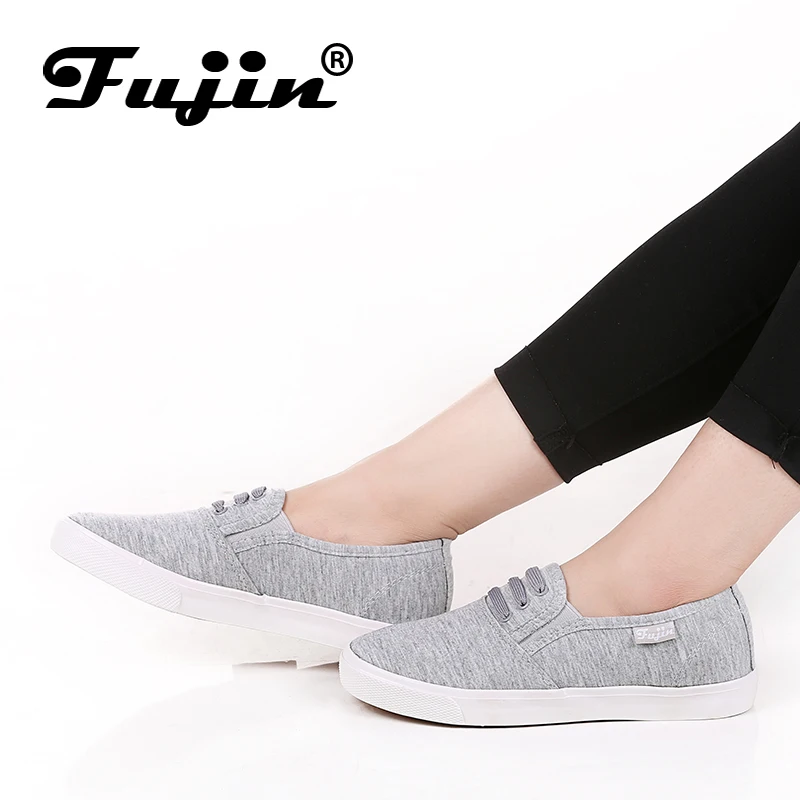  Fujin canvas shoes women's chaussures femmes women casual comfortable canvas flat shoes female spring summer slip on loafers 