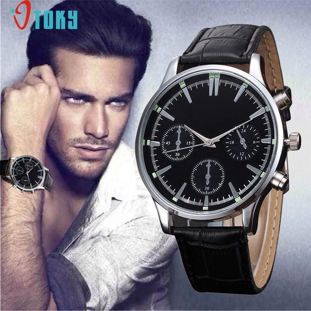 OTOKY DropShip Fashion Mens Unisex Watch Faux Leather Stainless Big Dial Round C OTOKY DropShip Fashion Mens Unisex Watch Faux Leather Stainless Big Dial Round C