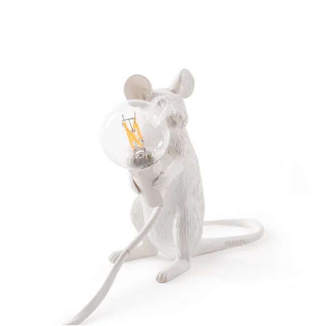 Wongshi маленький стол с мышкой лампы Промышленные Ретро животные искусство мышь Настольные светильники спальня кафе бар украшение стола освещение - Цвет абажура: Sitting Mouse