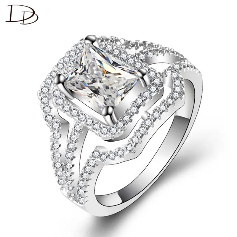 DODO Luxurious Big Three Layers AAA Zircon Rings 8X6 Mm Square Main Stone Wedding Jewelry For Women Exaggerated Fashion Dm079 | Украшения и