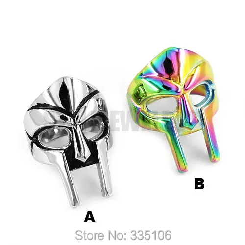 

Silver Multi Warrior Spartacus Mask Ring Stainless Steel Jewelry Fashion Punk Motor Biker Men Ring Wholesale SWR0562A