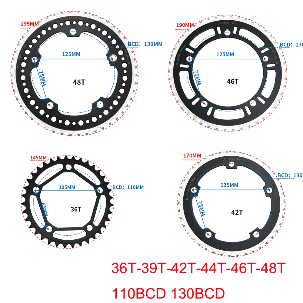 36T 39 т 42 44 46T 48 т 52 велосипеды Crank диаметра окружности болтов(цепное колесо зубчатое колесо цепной передачи цепочка, зуб срез ремонт Запчасти для односкоростной