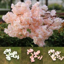 Реалистичная имитация шелка, подарок, 4 ветки, искусственный цветок для свадебной вечеринки, цветущая вишня, сделай сам, современный домашний Искусственный Декоративный простой