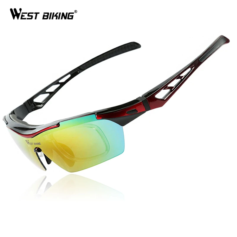 WEST BIKING Polarized Bicycle Glasses 5 Lens Cycling Sunglasses Myopia Frame Outdoor Sport Road Mountain Bike Cycling Glasses