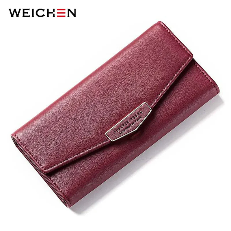 

WEICHEN Geometric Envelope Women Clutch Long Wallets Many Departments Cell Phone Pocket Card Holder Ladies Wallet Female Purse