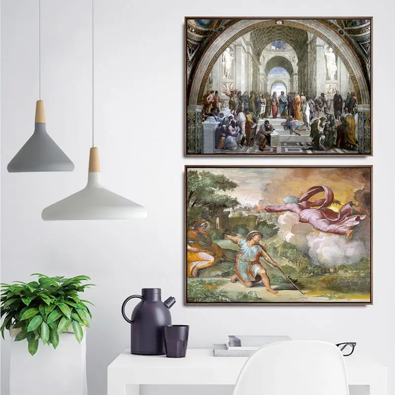 Украшение дома художественные настенные картины для гостиной холст с печатью постера картины Италия Raffaello Santi школа Афин