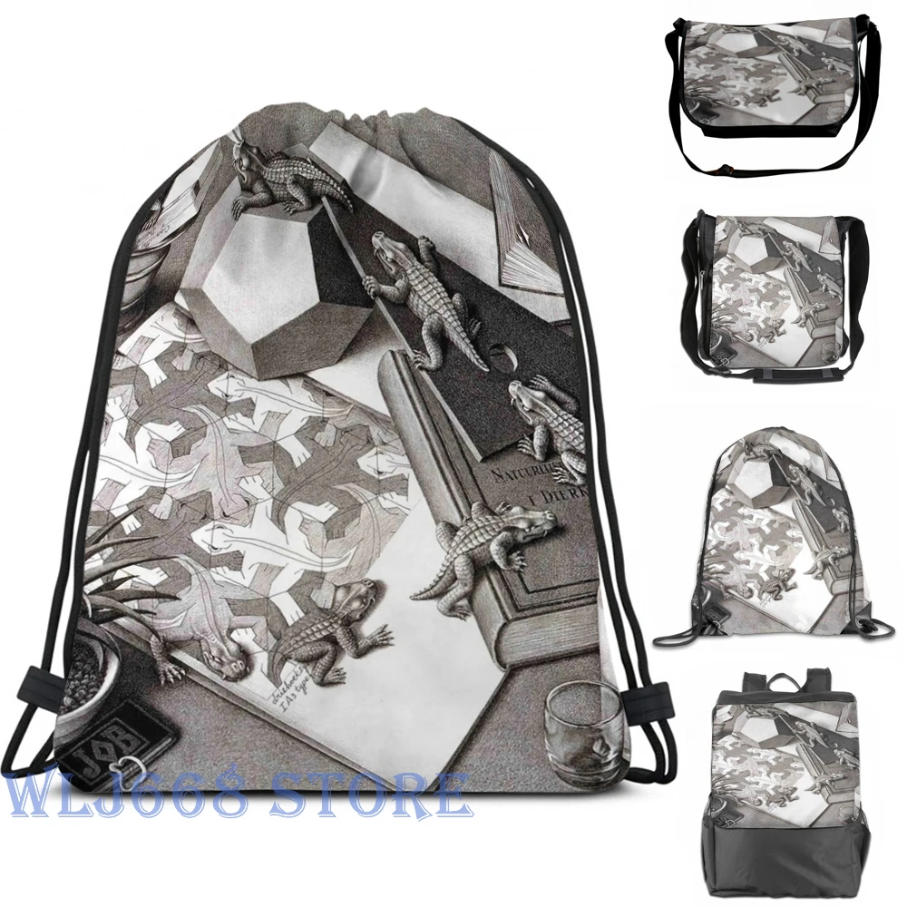 

Funny graphic print shoulder Bags women Escher Single shoulder backpack travel for men Gym Bag