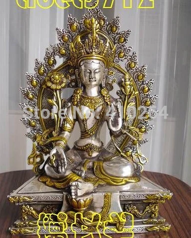 

$GANG Tibetan Buddhist bronze GREEN TARA buddha statue 27 cm