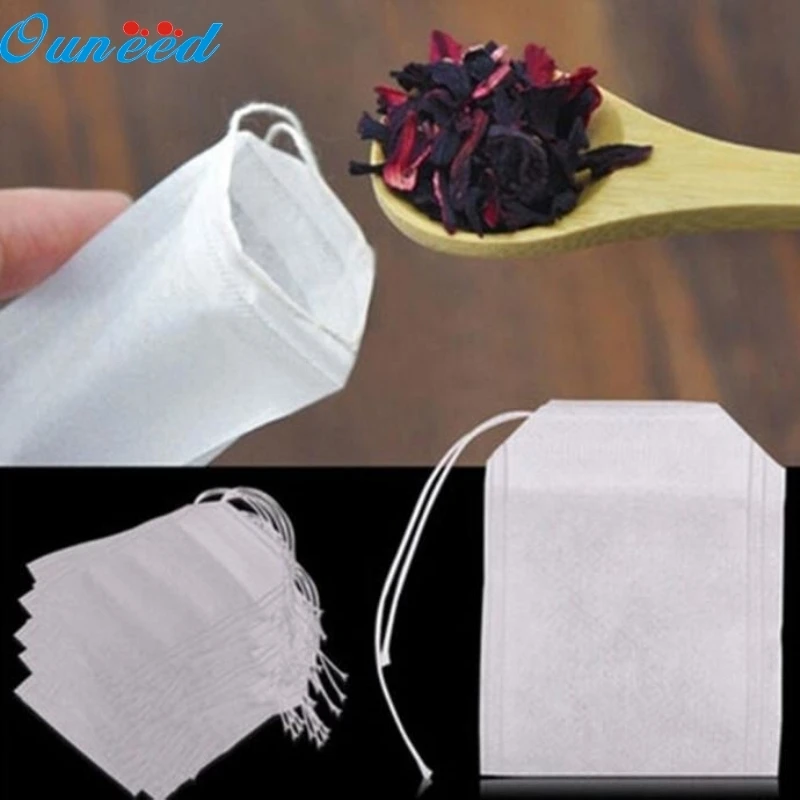 

Ouneed Happy Home 100 pcs Empty Teabags String Heat Seal Filter Paper Herb Loose Tea Bag Suitable For Tea/ Spice /Herbal Powder