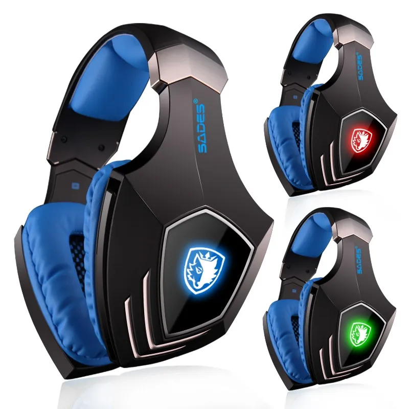 

SADES A60 Game Headset 7.1 Surround Sound Pro Gaming Headset Gamer Vibration Function Headphones Earphones with Mic for PC Game