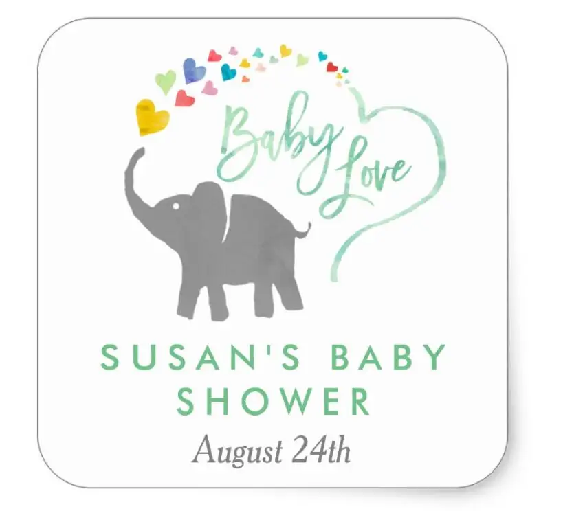 

1.5inch Rainbow Baby, Elephant Baby Shower Square Sticker