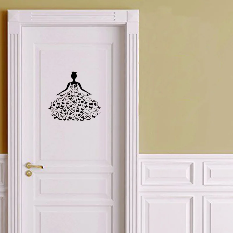 Lady Bride Butterflies Vinyl Decal Sticker Creative Wall Stickers Home Decor Living Room A2195 | Дом и сад