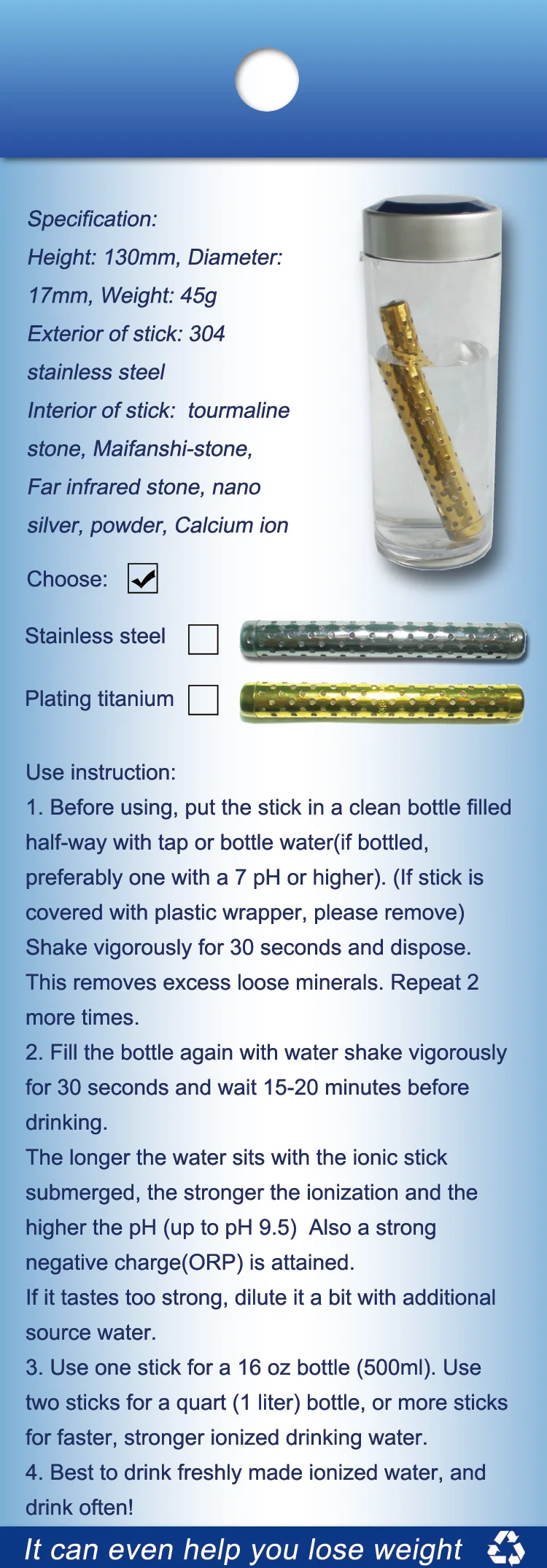 water stick instruction