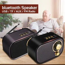 Mini 5W USB bluetooth portátil Retro Vintage FM Radio compatible con AUX TF tarjeta altavoz reproductor de música incorporado batería recargable