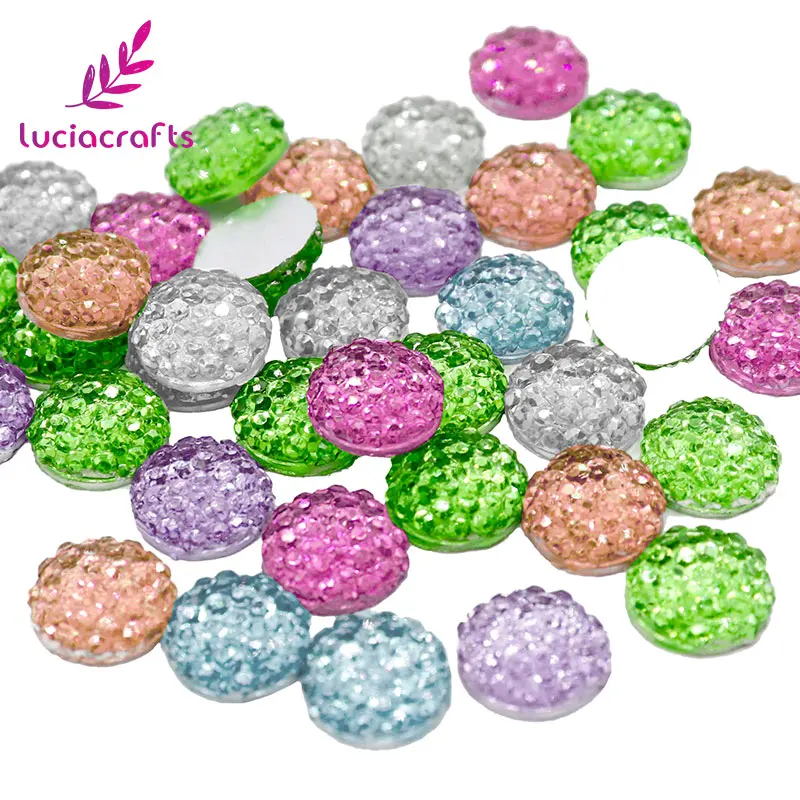 

10mm Mixed Rhinestone Resin Round Flatback Beads Cabochon Scrapbook DIY Crafts Decoration Accessories 50pcs/100pcs 21021008