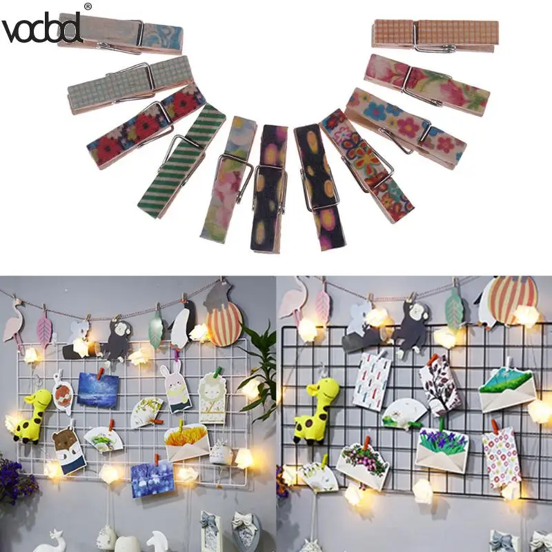 

50pcs Painted Mine Size 25mm Mini Natural Wooden Clips For Photo Clips Clothespin Craft Decoration Clips Pegs