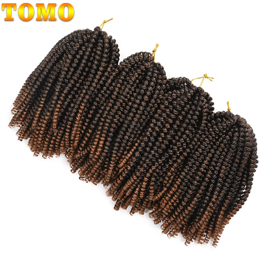 

TOMO 8Inch 30Strands Spring Twist Crochet Braids Ombre Synthetic Braiding Bomb Twist Hair Extension For Fluffy Twist