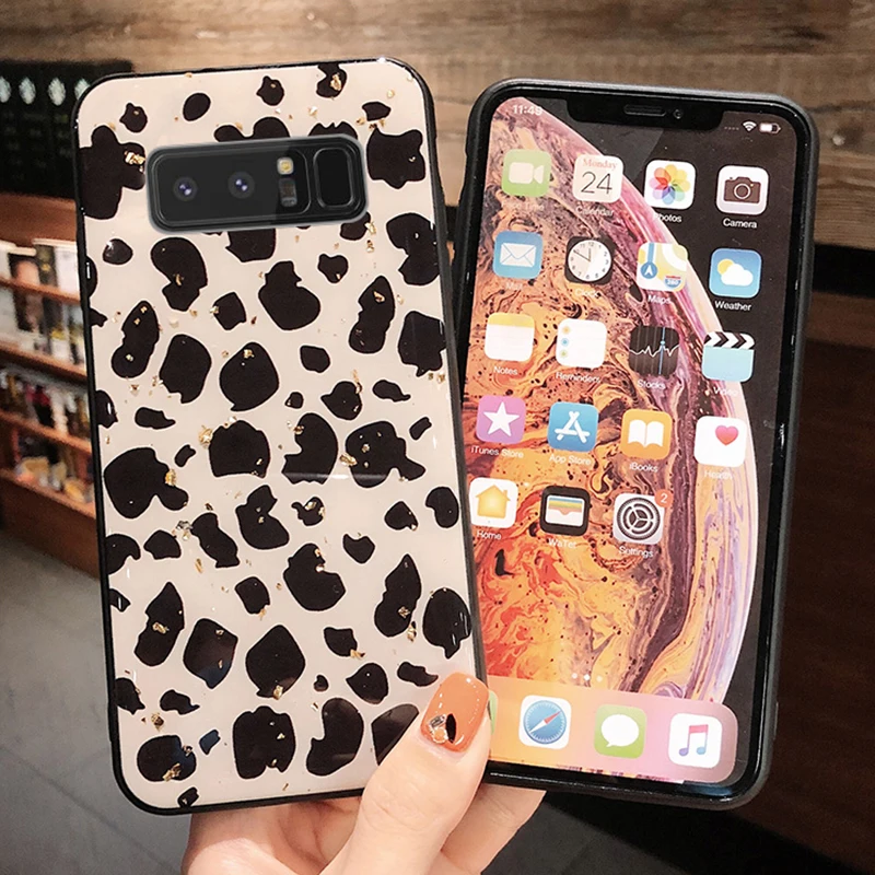 Роскошный леопардовый чехол TRISEOLY из золотой фольги для телефона Samsung Galaxy S10 S9 S8 Plus