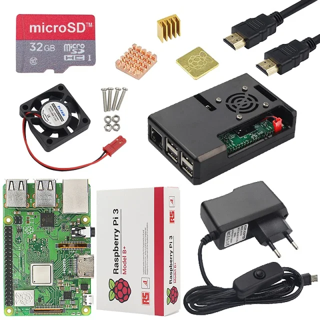 Raspberry Pi 3 Model B или Raspberry Pi 3 model b плюс плата+ ABS чехол+ блок питания мини ПК Pi 3B/3B+ с WiFi и Bluetooth - Комплект: Комплект 6