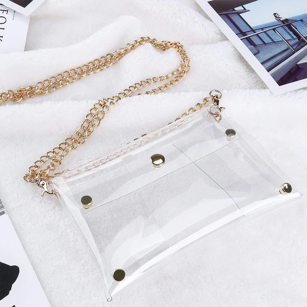 Женская Прозрачная ПВХ сумка-клатч на цепочке через плечо, сумка-мессенджер на плечо, Сумочка для телефона, вечерняя прозрачная сумка