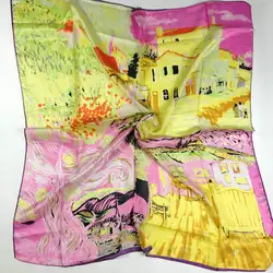 Оптовая продажа шелковые шарфы 90 см * 90 см шелковые шарфы шелк упаковка новинка обернуть розовый дом-стиля печать