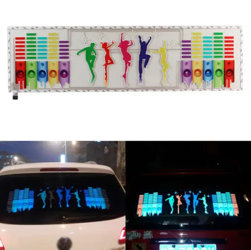 

Car Flashing 1Pcs Music Rhythm EQ Sticker Music Equalizer on Car Windshield LED Sound Activated EL Sheet Glue Stickers 90*25 cm