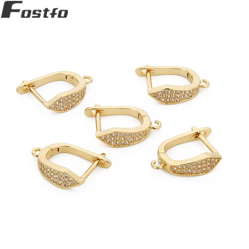 Серьги Крючки Fostfo 2 шт. 1 5*1 9 см золотого и серебряного цвета с кристаллами для