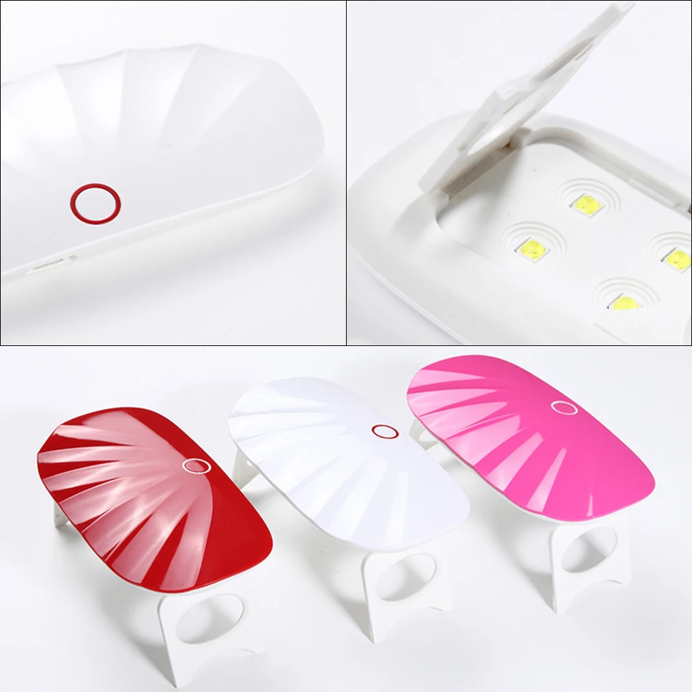 

6W Nail Lamp for LED UV Curing Dryer for Gel Varnish Pedicure Drying Machine Shell Shape Polishing Dryer Apparatus for Manicure
