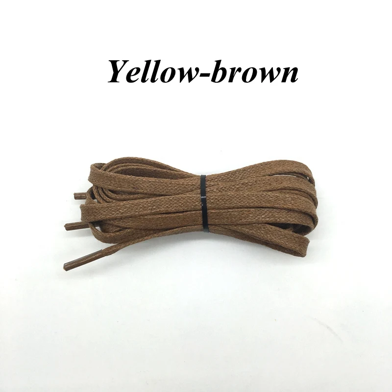 Yellow-brown 1 пара вощеных плоских шнурков; кожаная Водонепроницаемая Повседневная обувь; шнурки; ботинки унисекс; шнурки; Длина 60, 80, 100, 120, 140, 160, 180 см - Цвет: Yellow-brown