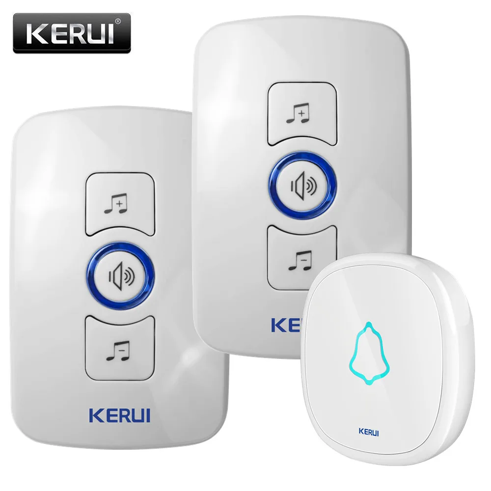 

KERUI 433MHZ 32 Songs Optional LED Light Touch Button Smart Home Welcome Doorbell Alarm Intelligent Wireless Doorbell US Plug