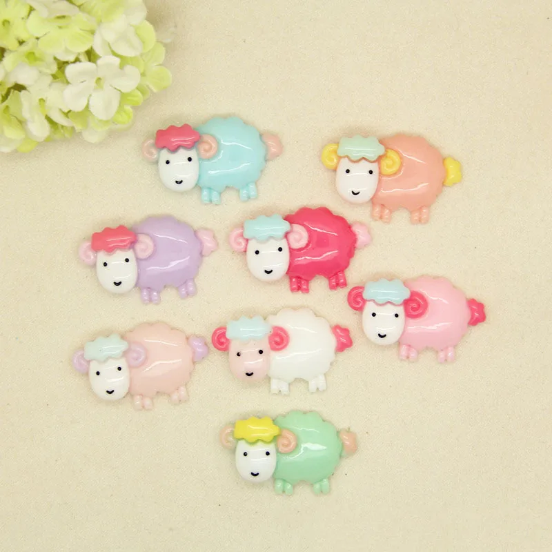 

50pcs/lot hot sell colorful sheep goat 30*19mm flat back Resin Cabochons Scrapbooking Hair Bow DIY Frame Craft