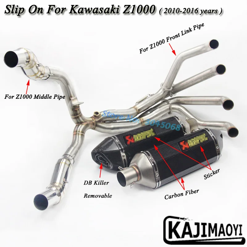 

Motorcycle Full Exhaust System Slip on For Kawasaki Z1000 2010- 2016 Exhaust Muffler Pipe
