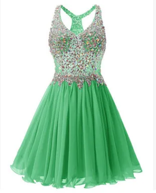 Праздничное платье мятно-зеленое короткое платье подружки невесты Мини Летние, пляжные, без рукавов элегантные Бисер Hige класса Свадебная вечеринка платье - Цвет: green