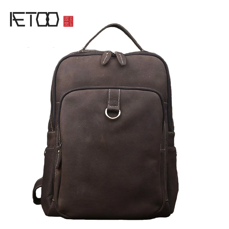 

AETOO New crazy horse backpack men fashion trend leather shoulder bag female of the leather travel bag