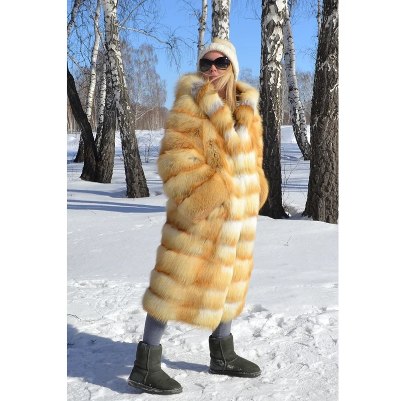 TOPFUR Natural Gold Fox Fur Jacket With Hood Thick Warm New Real Fur Jacket Casual Long Fur 2018 Luxury Real Fur Coat Women TOPFUR Natural Gold Fox Fur Jacket With Hood Thick Warm New Real Fur Jacket Casual Long Fur 2018 Luxury Real Fur Coat Women