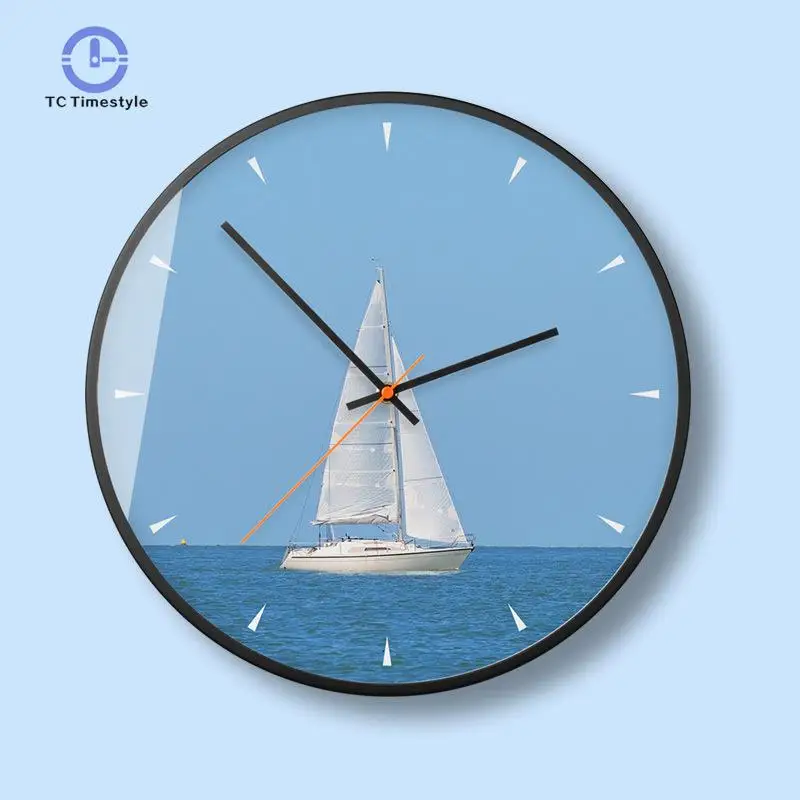 

Sailing Decorative Clock Wall Living Room Round Creative Simple Modern Home Decoration Accessories Silent Wall Clocks