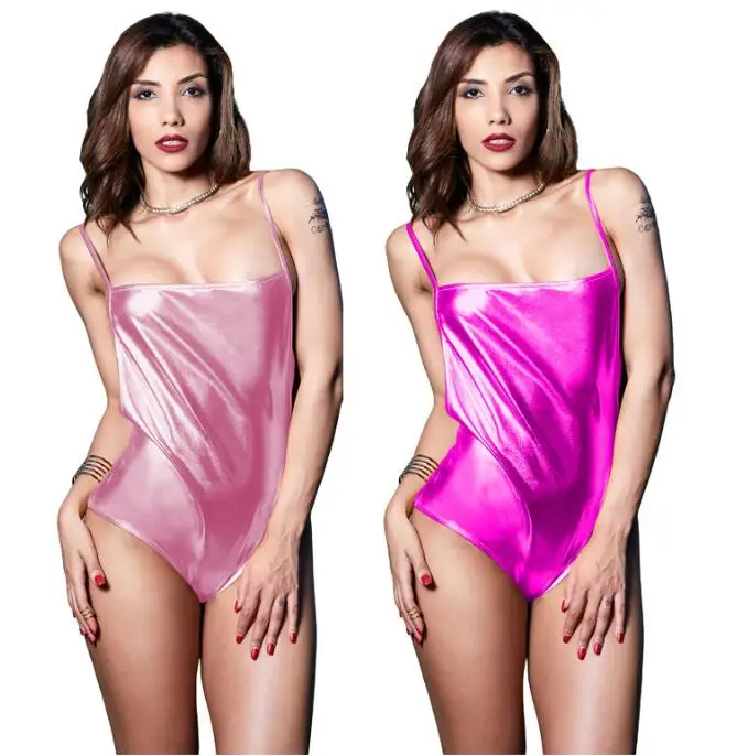 

PU Leather Bodysuit Off Shoulder sling Slash Neck Sexy Playsuit Overalls Skinny Rompers Womens Jumpsuit NEW