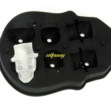 140 шт/партия Быстрая 6 отверстий голова ЧЕРЕПА черная силиконовая форма для льда производители мороженого кубики льда Форма для льда охладители