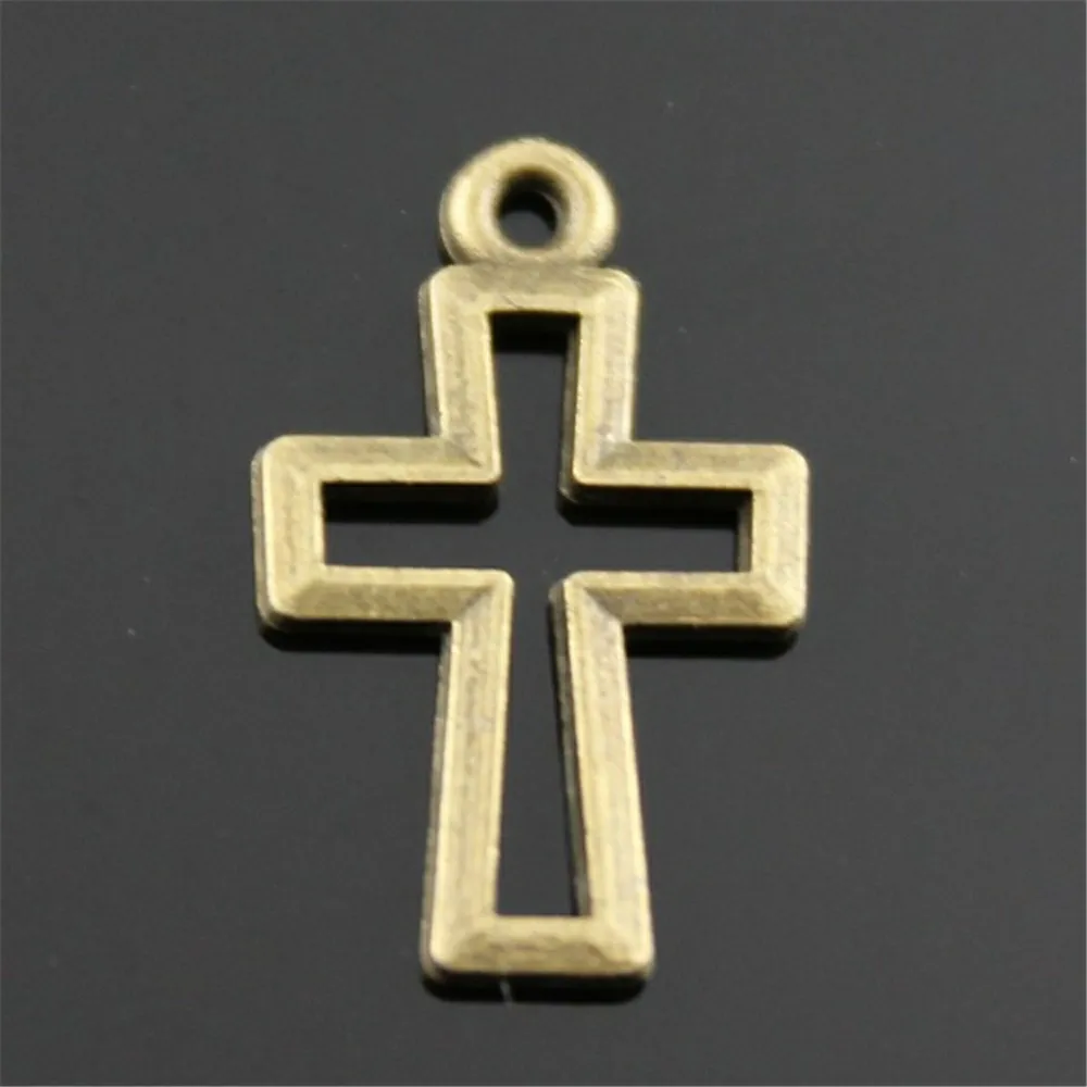 

60pcs Charm Small Cross Vintage Hollow Cross Charms Pendant For Jewelry Making Antique Bronze Color Cross Charms 11x17mm