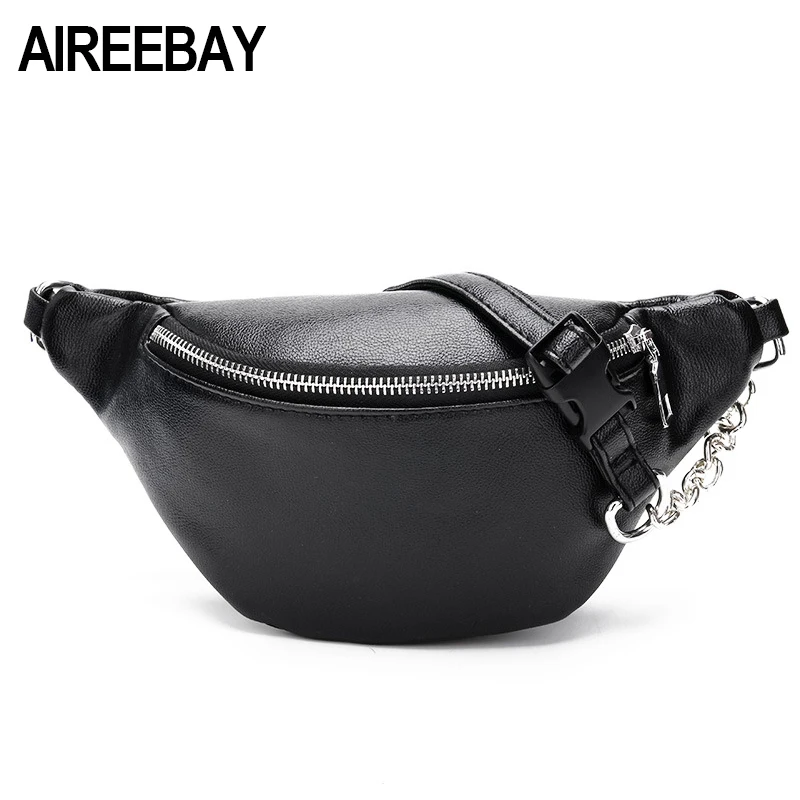 AIREEBAY 2018 модная черная поясная сумка из искусственной кожи водонепроницаемая