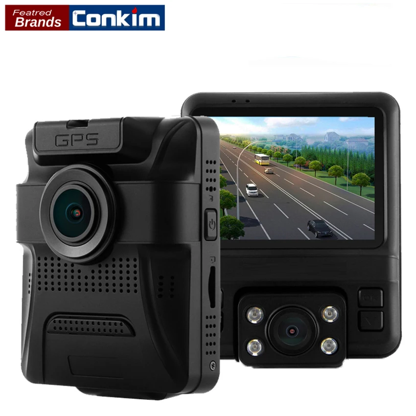 Conkim Wi-Fi Двойной объектив DVR автомобиля видео Регистраторы Novatek 96660 Full HD 1080P Dash Cam Авто регистратор gps видеорегистраторы с 2 камерами GS66
