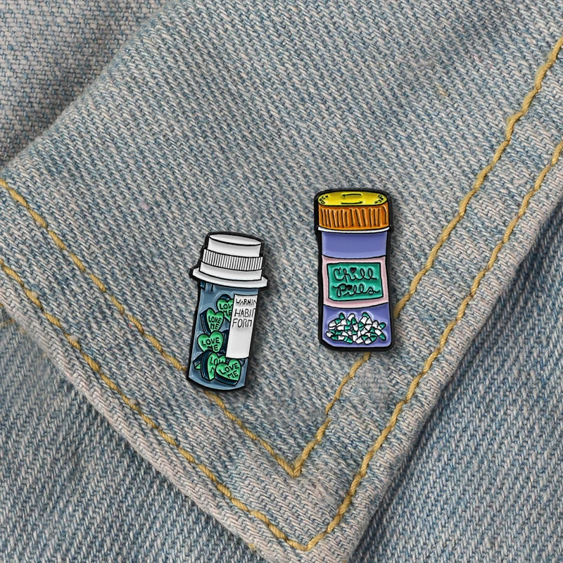 

New hot creative drifting bottle green love pills featured personality enamel brooch jewelry backpack shirt jewelry small gift